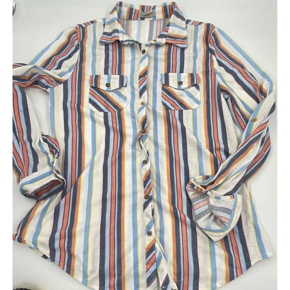 Passport Women Large Multicolored Button Up Long Sleeve Shirt Comfortable Ranch - Picture 1 of 13